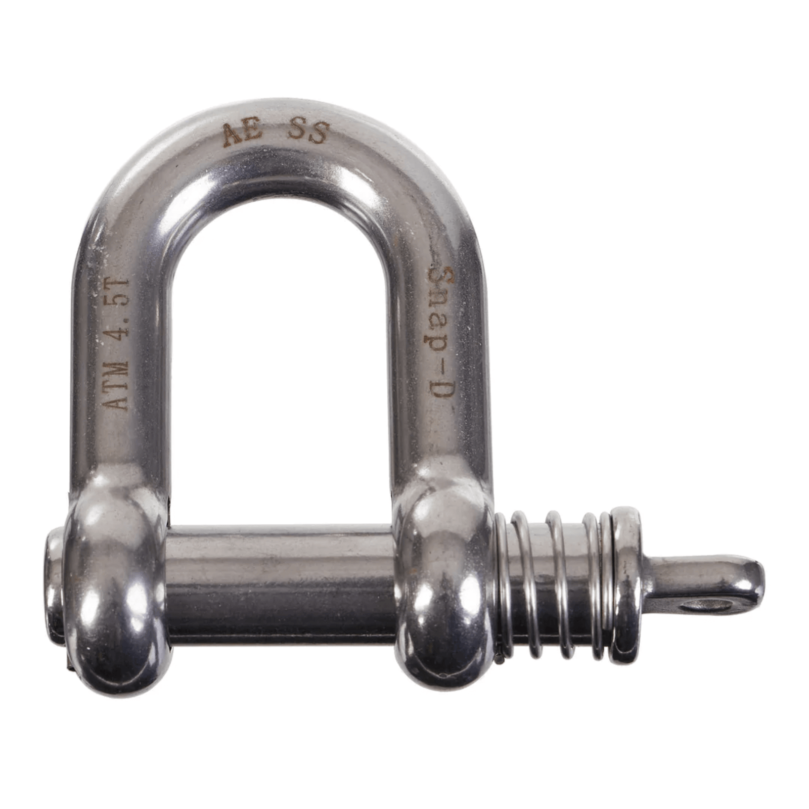 Snap-D 17mm stainless steel D shackle with captive pin and 4500kg ATM towing capacity