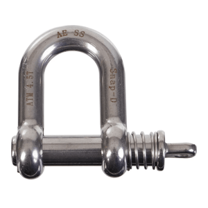 Snap-D 17mm stainless steel D shackle with captive pin and 4500kg ATM towing capacity