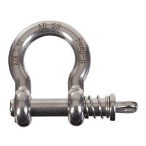 Snap-D 10mm stainless steel bow shackle with captive pin and 1600kg ATM towing capacity