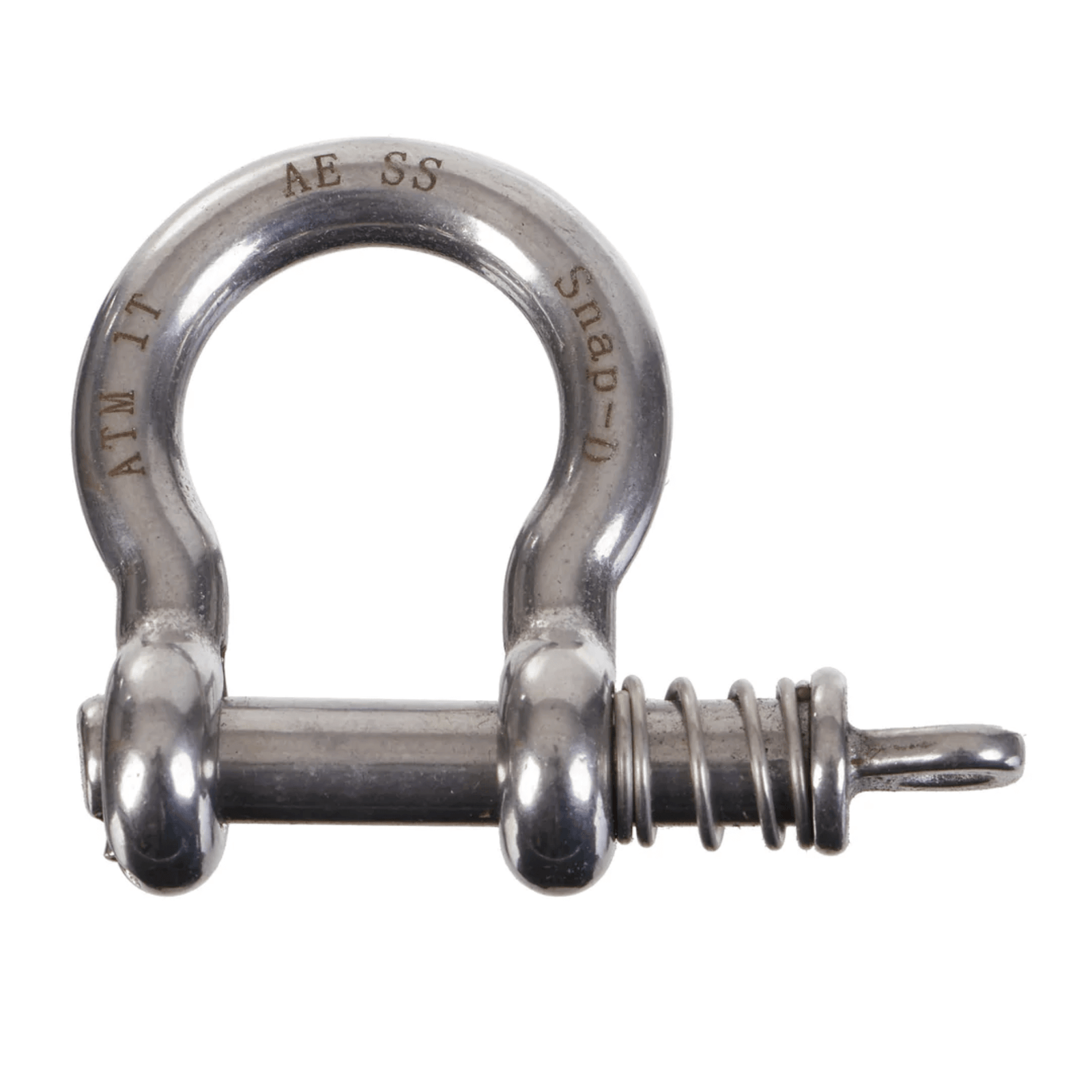 Snap-D 8mm stainless steel bow shackle with captive pin and 1000kg ATM towing capacity