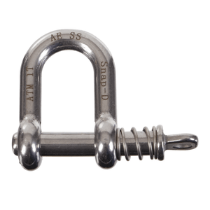 Snap-D 8mm stainless steel D shackle with captive pin and 1000kg ATM towing capacity