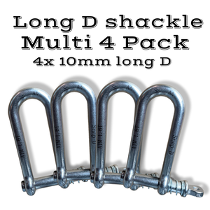 Snap-D 10mm Long D Shackle – 4 Pack (1600kg ATM)